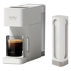 KANU Barista Breeze膠囊咖啡機+塔型膠囊收納盒組, 奶油白(咖啡機）, 雙橋連