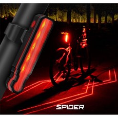 SPIDER 자전거 LED 후미등 안전등 USB 충전식 방수기능, 1개