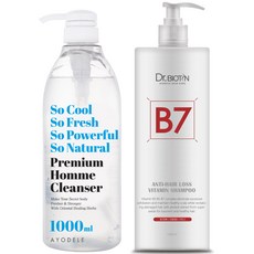아요델 쏘쿨쏘프레쉬 허브힐링 프리미엄 남성청결제 1 000ml + 닥터비오틴 탈모완화 기능성샴푸, 1세트, 2000ml