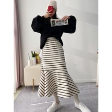 기모 후드 머메이드 스커트 투피스 셋트 스트라이프머메이드스커트