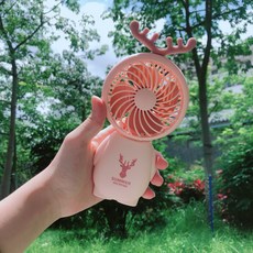 휴대용선풍기 여름 핸드형 미니선풍기 usb충전 미니 휴대용 접이식 국다용도 학생기숙사 정음 강력파워, T07-작은사슴 각대 받침대 핑크