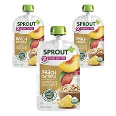 스프라우트 어린이 스무디 99g, 3개, 복숭아 + 오트밀 + 코코넛 밀크 & 파인애플(Peach + Oatmeal + Coconut Milk & Pineapple)