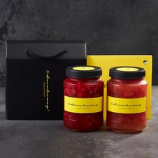 [초코써니 딸기청+자몽청] 차 선물세트포장 500g 2병 에이드 라떼 수제청 과일청, ●500g(반반딸기청+자몽청)세트, 2개
