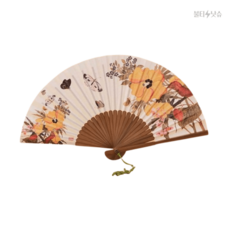 국립박물관 굿즈 조선 화조화첩 노란꽃 전통 한지 부채 33x24.5cm