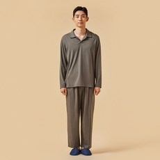 [JAJU/자주] 남 코튼 모달 스트레치 파자마 티셔츠_챠콜