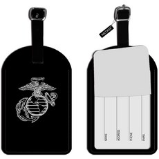 Nicokee 블랙 로고화물 ID 태그 카드 가죽 여행 가방에 해병대 USMC 화이트 가방화물 ID 태그 레이블