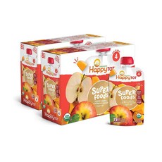 HAPPYTOT 해피토트 자연유래 사과 버터넛 스쿼시 슈퍼 치아 토들러 이유식 4.22oz(120그램) 16팩, 120그램
