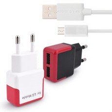 LG 모바일 2포트 고속 가정용충전기 (2.1A)-케이블포함, TCH_A931_BK (케이블 블랙)