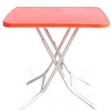야외에서는 사용하는 사각 테이블, 빨강