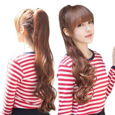 가발나라 묶음형 포니테일(달비) 샤이닝 롱 웨이브 부분가발, 쵸코브라운, 1개