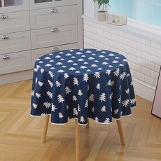 찬미디자인 원형식탁보 노르웨이숲, 네이비, 원형160X160 (테이블 110cm용)