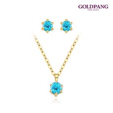 [골드팡] 14k/18k 1부 천연탄생석 목걸이귀걸이 세트-11월 블루토파즈(당일도착) 여성데일리 11월탄생석 우정 여자친구 기념일 생일선물추천