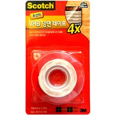 3M초강력VHB양면테이프5115 18X1.5M/3M초강력테이프/3M초강력양면테이프/쓰리엠테이프/3M테이프/VHB양면테이프, 1개