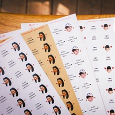 후아미 사진+메세지 레모나 스티커 갈색 크라프트지 포토스티커, 동그라미