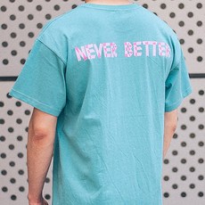네버베러 테이프 로고 오버핏 티셔츠 (스카이블루)