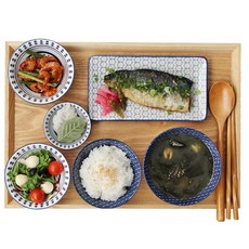 히츠키코보 사각 사키 1인 세트, 혼합색상, 공기 + 대접 + 사키 4.25 쿠프 + 8인치 사각 접시 + 종지 (랜덤발송)