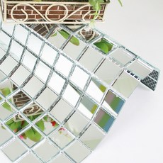 거울모자이크타일 실버 은경25mm 1장, 기본모자이크타일