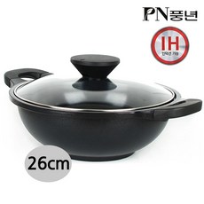 PN풍년 풍년냄비 펄블랙IH주물냄비 인덕션냄비 양수 편수냄비 전골 국냄비 국솥, 1개, 선택04-펄블랙주물전골(26cm)