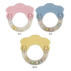 쿠아스 실리콘 스마일 치발기 딸랑이, 옐로우, 1개