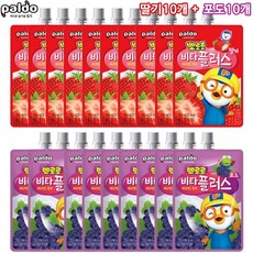 팔도 뽀로로 비타플러스(100ml)-어린이비타민음료, 딸기맛+포도맛, 100ml, 20팩