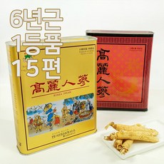 한국인삼유통공사 (2109) 6년근백삼 1등품 15편 + 쇼핑백 피부직삼 고려백삼 건삼, 1개, 300g