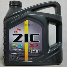 ZIC 지크 X7 5W30 LS 6L 디젤용 프리미엄 엔진오일, 1Ea