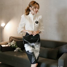여성 정장세트 오피스 치마 바지 투피스 긴팔 하객 슬림핏 AU-328