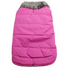호텔도기 폰지 퍼펄 베스트 포 퍼 칼라 파카 애견 패딩, Hot Pink
