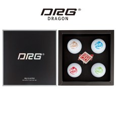 DRG 디알지 초고반발 DRAGON 골프공 4구 + 볼마커 세트, 마름모 레드