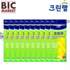 크린랲 면코팅 고무장갑 중, 노랑, 10개