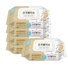 깨끗한나라 오곡물티슈 캡형 100매 X 5팩 물티슈