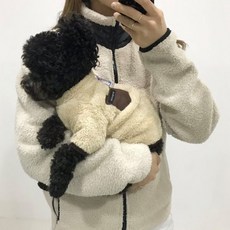 페시얌 강아지 후리스 1986 뽀글이 집업 자켓 겨울 중형견옷, 베이지, 1개