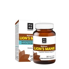 퓨어에센스랩스 마이퓨어 라이언 메인 500mg 머쉬룸 뉴트리션 미니멈 25% 베타 글루칸 글루텐 프리 무설탕 베지 캡, 30개입, 1개