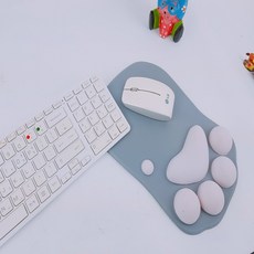 모챠모챠 손목보호 고양이 발바닥 마우스패드, 진화회색연핑크, 1개입