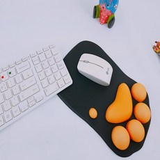 모챠모챠 손목보호 고양이 발바닥 마우스패드, 검정주황, 1개입