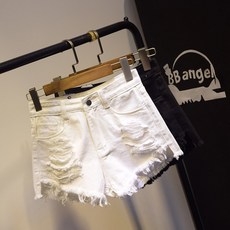 여성 청바지 데미지 언발 컷팅 핫팬츠~2XL