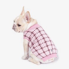 RealPet 강아지 체크 니트, PINK