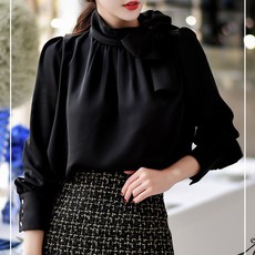 바이나우 [바이나우]여성 긴팔 정장 차이나셔링리본스카프 블라우스셔츠XF003