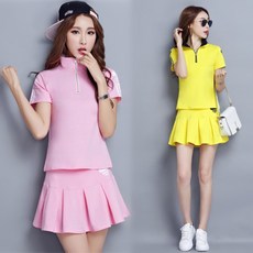 여성 트레이닝복 반소매 스커트 세트 테니스복 ~3XL