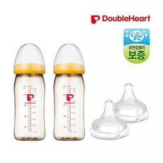 더블하트 신 모유실감 PPSU 240ml 트윈팩+소프트터치 젖꼭지(SS/S/M/L/LL) 젖병, 상세 설명 참조, 선택:PPSU 240ml 트윈팩+젖꼭지 LL 2P