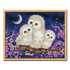 부엉이가족보석십자수