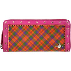 (비비안 웨스트 우드) Vivienne Westwood 타탄 체크 씌워 지갑 핑크 일제