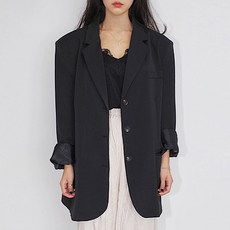 시크윈 오버핏 보이핏 매니쉬 싱글 블랙자켓 간절기