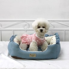 오로라펫 사각방석 사각하우스 애견하우스 강아지집 면사각방석 쿠션 방석(겸용) 중형 하우스, 블루베어 면사각방석