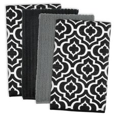 Design Imports 마이크로파이버 래티스 디쉬타월 키친크로스 2종 세트, 1개, Black