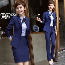 스튜어디스 승무원 유니폼 뷰티 언트 바지 가을과 겨울 OL 보석