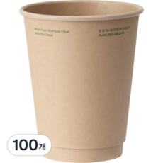 대나무 이중종이컵 PLA코팅 12oz 390mL 뚜껑별도, 100개, 25개
