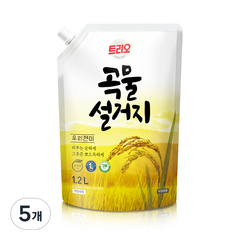 트리오 곡물설거지 우리현미 주방세제, 1.2L, 5개