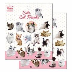 쁘띠팬시 DA5441 Cute Cat Friends 스티커, 혼합색상, 2개