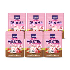 엘빈즈 한입쏘옥 큐브 요거트과자, 딸기, 16g, 6개